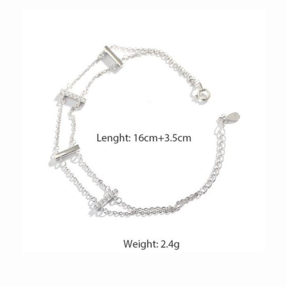 *NEW 925 Sterling Silver Diamond Bar Bracelet - Picture 10 of 10